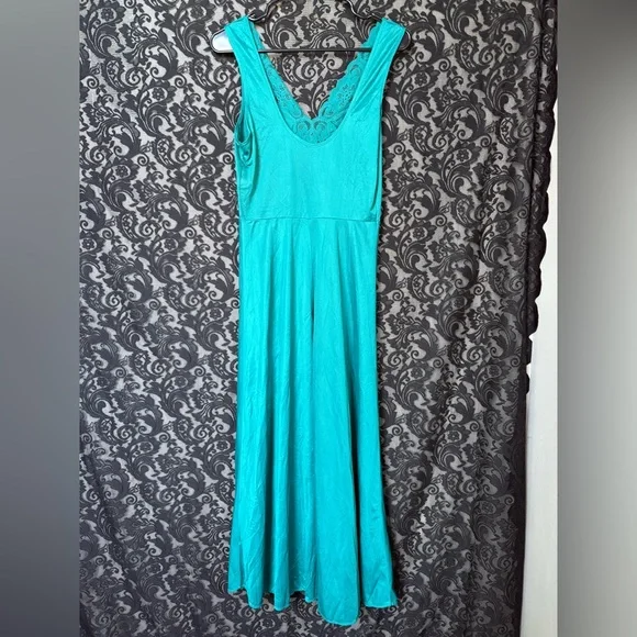 Vintage Intimate Details Turquoise Lace Maxi Slip Dress! - Picture 11 of 11